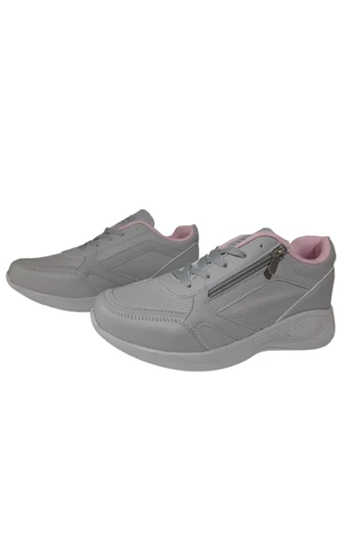 Kadın Ortopedik Günlük Bağcıklı Yandan Fermuarlı Rahat Sneaker Spor Ayakkabı - 3