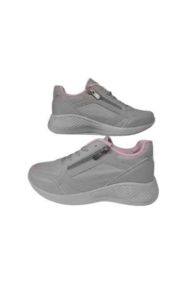 Kadın Ortopedik Günlük Bağcıklı Yandan Fermuarlı Rahat Sneaker Spor Ayakkabı