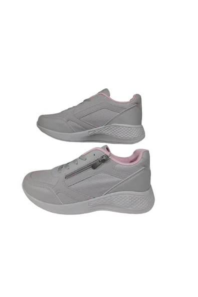 Kadın Ortopedik Günlük Bağcıklı Yandan Fermuarlı Rahat Sneaker Spor Ayakkabı - 4