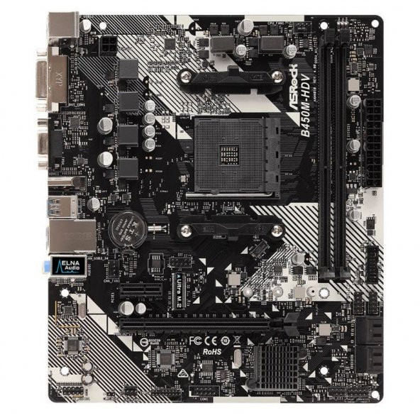 Asrock B450M-HDV R4.0 Socket AM4 DDR4 3200MHz+ (OC) Ultra M.2 USB 3.1 Gen1 HDMI DVI VGA mATX Anakart - 2