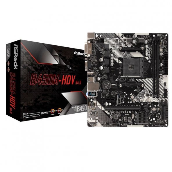 Asrock B450M-HDV R4.0 Socket AM4 DDR4 3200MHz+ (OC) Ultra M.2 USB 3.1 Gen1 HDMI DVI VGA mATX Anakart - 4