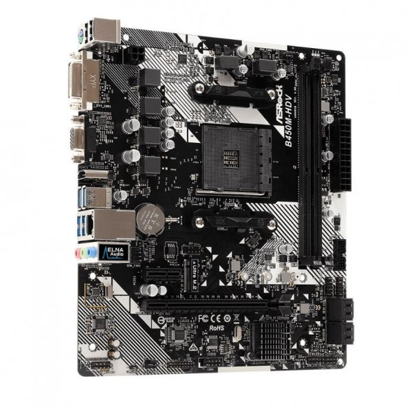 Asrock B450M-HDV R4.0 Socket AM4 DDR4 3200MHz+ (OC) Ultra M.2 USB 3.1 Gen1 HDMI DVI VGA mATX Anakart - 5