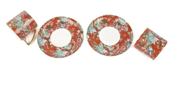 Mikasa Moor Garden Kırmızı 2li Duble Kahve Seti ve Demlik 200CC  P362.378851 - 2