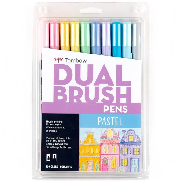 Tombow ABT Dual Brush Pen Grafik Kalemi 10'lu Set - Pastel Colors