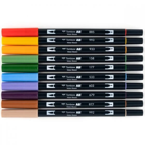 Tombow ABT Dual Brush Pen Grafik Kalemi 10'lu Set - Secondary (Ara Renkler) - 2