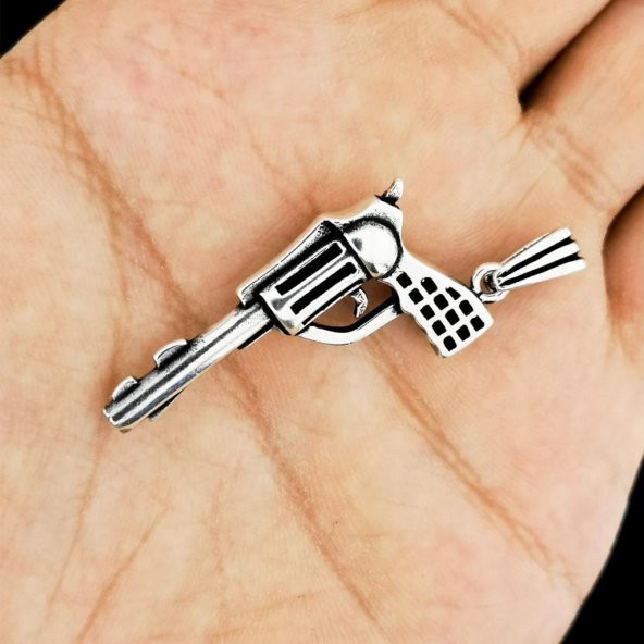 Özel Tabanca Tasarımlı 925 Ayar Gümüş Kolye Ucu ürün görseli