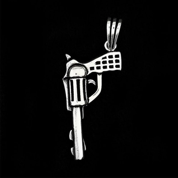 Özel Tabanca Tasarımlı 925 Ayar Gümüş Kolye Ucu - Resim 2