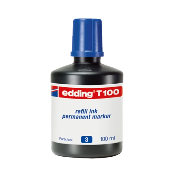 Edding Markör Mürekkebi Permanent Damlalıklı 100 ML Mavi T100 10 LU PAKET-10-LI-PKT