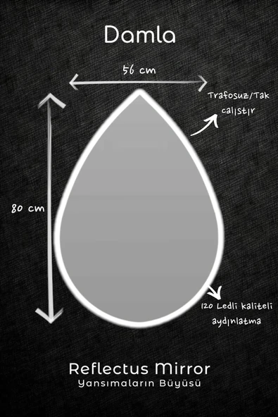 Balance 60 cm Beyaz Banyo Dolabı, Damla Beyaz Led Ayna 80x56 cm - 2