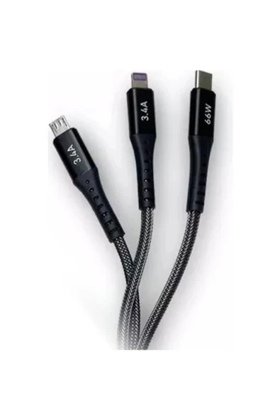 Galaxy M11 M12 M13 M14 M20 M21 Uyumlu Şarj Kablosu 3in1 - Resim 2