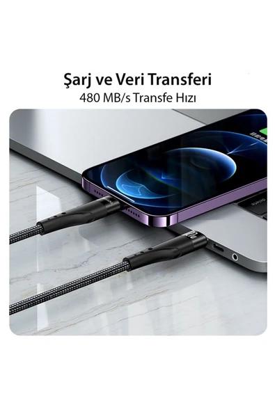 Redmi 10C 12 13 13C 9T  Uyumlu Type-C Şarj Kablosu Hızlı 3 Metre 60W