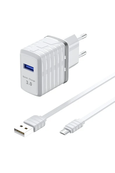 USB Şarj Aleti Uyumlu 3.0 Hızlı  Beyaz - Resim 2