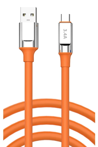 Xiaomi Redmi Note 8 Pro Şarj Kablosu Type C 3.4A Hızlı Şarj - SC65T-Turuncu