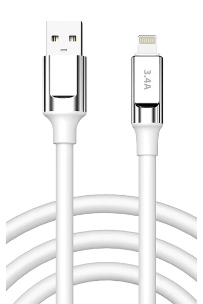 Apple İphone 8 Plus Şarj Kablosu 3.4A Lightning - SC64L-Beyaz