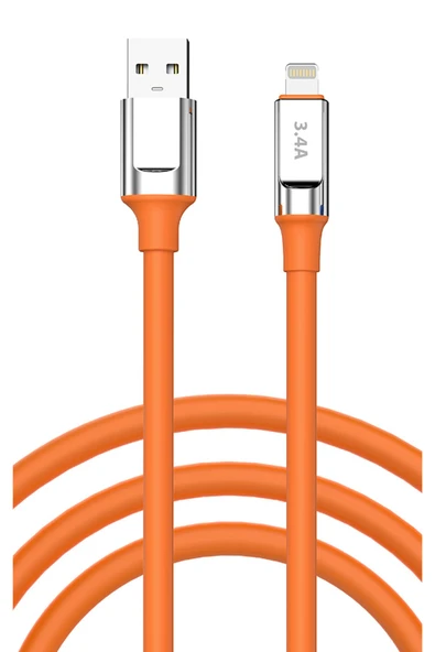 Apple İphone 8 Plus Şarj Kablosu 3.4A Lightning - SC64L-Turuncu
