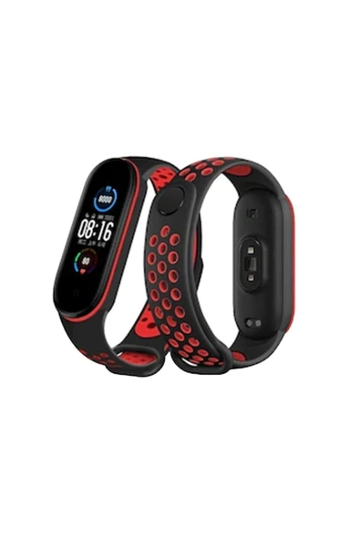 Xiaomi Mi Band 5 Uyumlu Silikon Delikli Spor Kordon Azn-Delikli