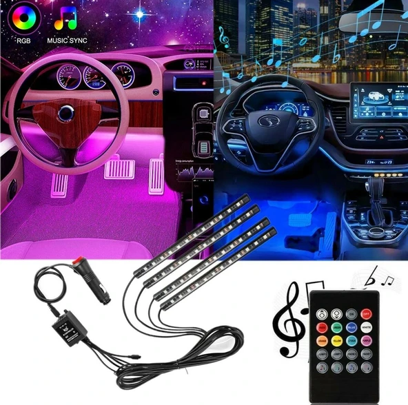 Jeep Cj Uyumlu Araç İçi Ayak Altı 12 Led Müziğe Duyarlı Led Lambası Model424