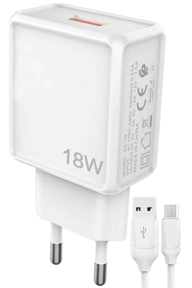 İnifix Hot 10T Şarj Aleti Micro  Uyumlu USB 18W 3.0A Hızlı Şarj