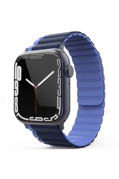 Apple Watch 45 mm Çift Renk Mıknatıslı Silikon Kordon 2/3/4/5/6/7/8/se/ultra Azn-MO-WB1