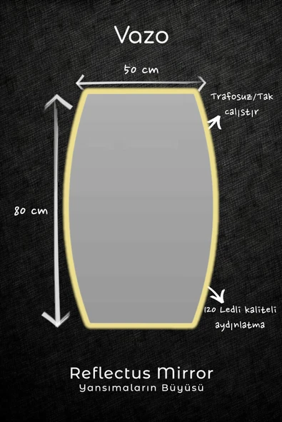 Balance 60 cm Banyo Dolabı + Reflectus Vazo Günışığı Led Ayna 80x50 cm - 2