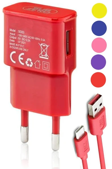 Vestel Venus V3 5580 5020 5040 5570 V4 V5 V6 Şarj Aleti Micro Usb 2.2a -- Sbzr-kırmızı