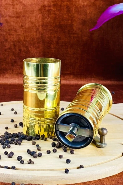 Pirinç Döküm Sarı Karabiber Kahve Baharat Öğütücü Değirmen 20cm - 2