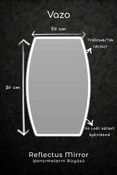 Balance 60 cm Beyaz Banyo Dolabı, Vazo Beyaz Led Ayna 80x50 cm - 2