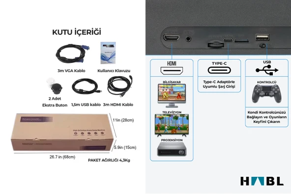 habl 2025 RETRO ARCADE OYUN KONSOLU 50500 OYUNLU SÜPER BOX - 6