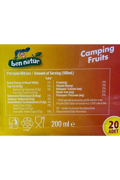 Ben Natür Camping Fruits 200ml 20 Adet - 5