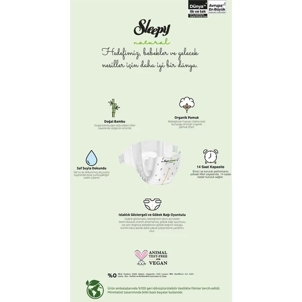 Sleepy Natural Bebek Bezi Gross Paket 2 Beden 3-6 Kg 100 Adet - 6