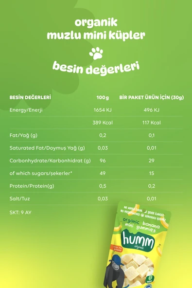 Humm Organic Organik Glutensiz Vegan Muzlu Mini Küpler - 30g - 5