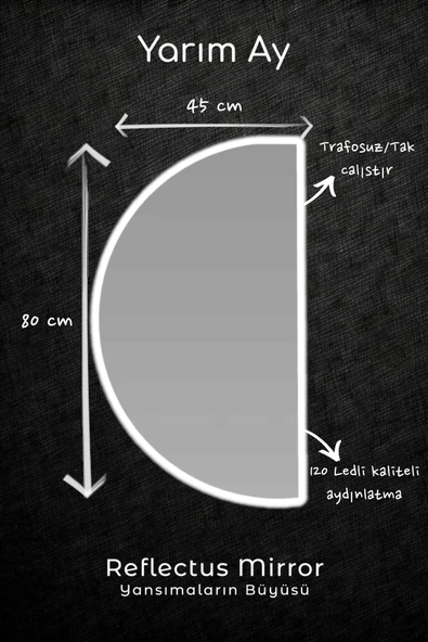 Balance 60 cm Banyo Dolabı + Reflectus Yarım Ay Beyaz Led Ayna 80x45 cm - 2