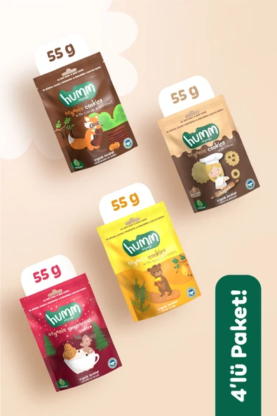 Humm Organic Organik Tatlı Atıştırmalık Karma 4 X 55 gr