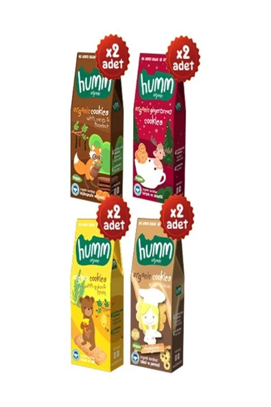 Humm Organic Organik Tatlı Atıştırmalık Paketi 8 Adet (4 Çeşit)