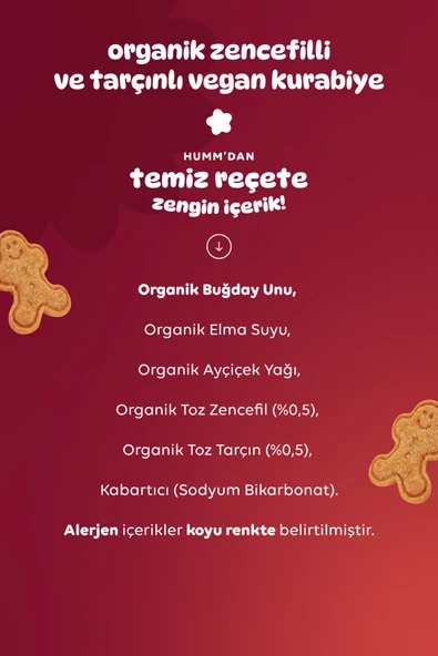 Humm Organic Organik Tarçınlı Zencefilli Kurabiye 6 X 55 gr - 4