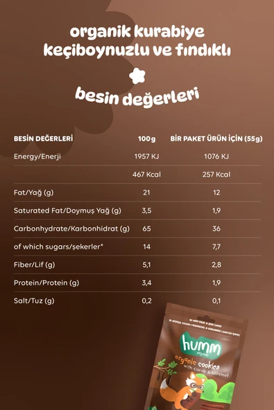 Humm Organic Organik Keçiboynuzlu Fındıklı Kurabiye 6 X 55 gr - 5