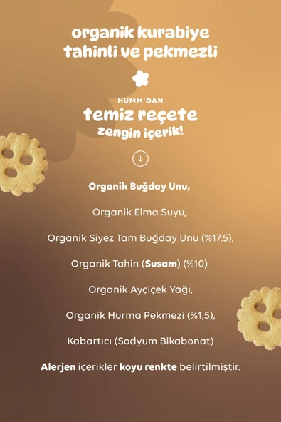 Humm Organic Organik Chefline Tahinli Pekmezli Vegan Kurabiye 55g X 6 Adet - 4