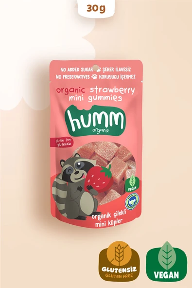 Humm Organic Organik Glutensiz Vegan Çilekli Mini Küpler - 30g