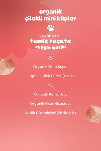 Humm Organic Organik Glutensiz Vegan Çilekli Mini Küpler - 30g - 4