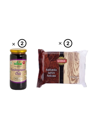 Hünnap Keçiboynuzu Özü 640 gr (2 ADET) Uzungil Kakaolu Tahin Helvası 375 gr (2 ADET)