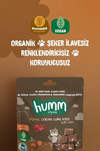 Humm Organic Organik Glutensiz Vegan Kakaolu Ve Fındıklı Kek - 30g - 2