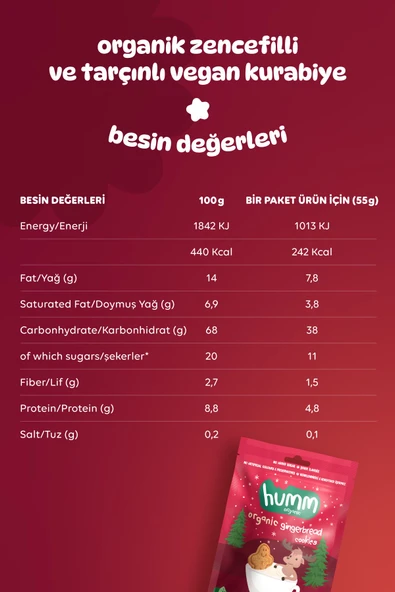Humm Organic Organik Tarçınlı Zencefilli Kurabiye 6 X 55 gr - 5