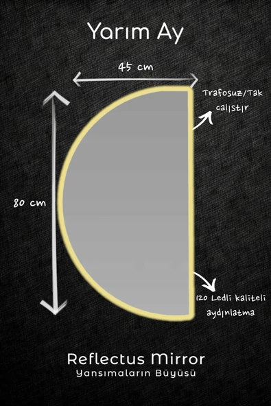 Balance 60 cm Banyo Dolabı + Reflectus Yarım Ay Günışığı Led Ayna 80x45 cm - 3