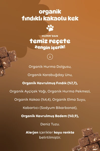 Humm Organic Organik Glutensiz Vegan Kakaolu Ve Fındıklı Kek - 30g - 4