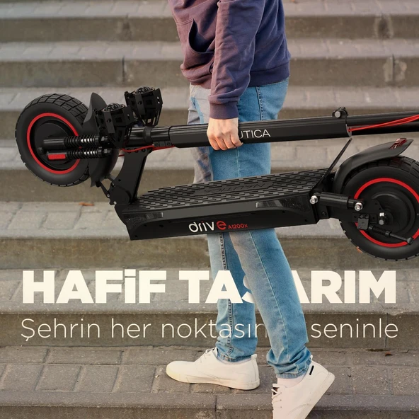 Nautica Drive A1200X 1200W Katlanabilir Elektrikli Amortisörlü Scooter Siyah - 5