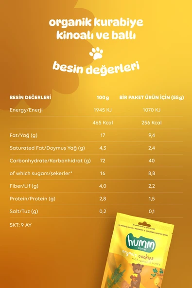 Humm Organic Organik Ballı Ve Kinoalı Kurabiye - 55g - 5