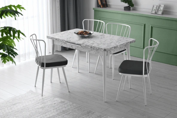Ay Masa Ve Ay Sandalye Takımı, Carrara, 70X120