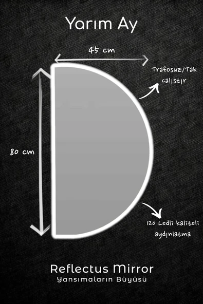Balance 60 cm Banyo Dolabı + Reflectus Yarım Ay Beyaz Led Ayna 80x45 cm - 3