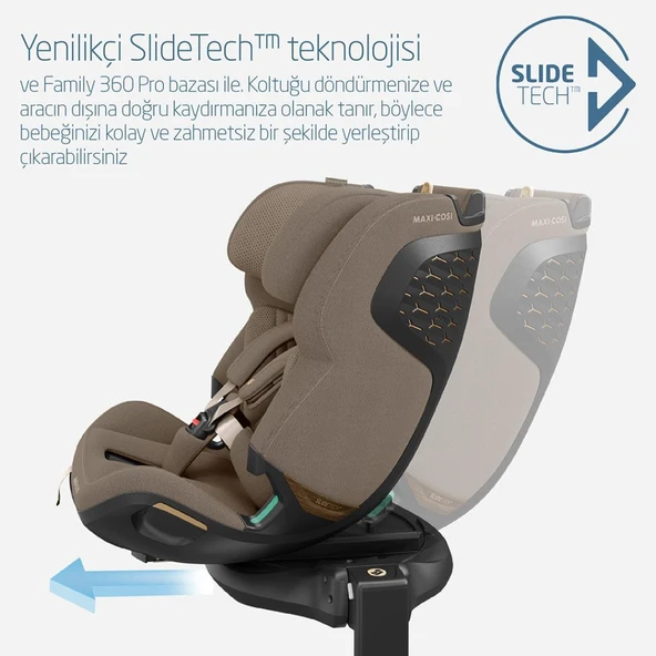 Maxi-Cosi Emerald 360 Pro I-Size Dünyanın İlk Kızaklı, Araç Dışına Çıkabilen İsofix'li 360 Dönebilir Yatabilir 0-36 kg Bebek Oto Koltuğu Authentic Truffle - 5