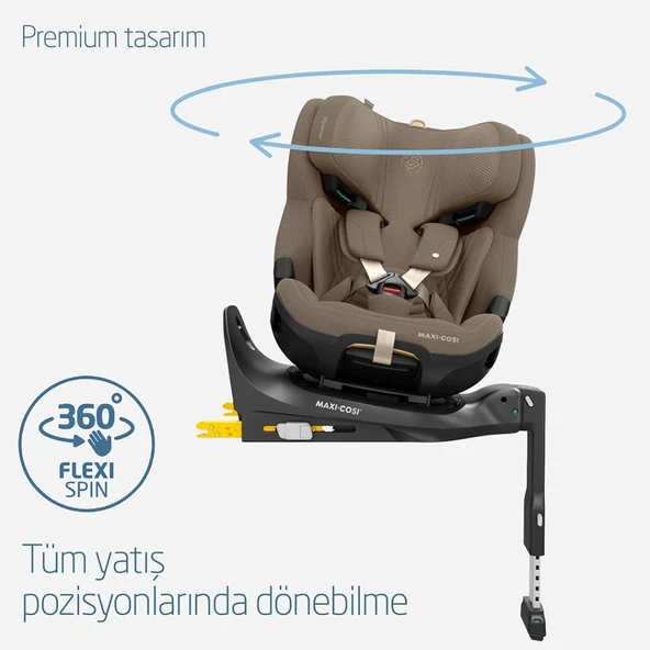 Maxi-Cosi Emerald 360 Pro I-Size Dünyanın İlk Kızaklı, Araç Dışına Çıkabilen İsofix'li 360 Dönebilir Yatabilir 0-36 kg Bebek Oto Koltuğu Authentic Truffle - 6